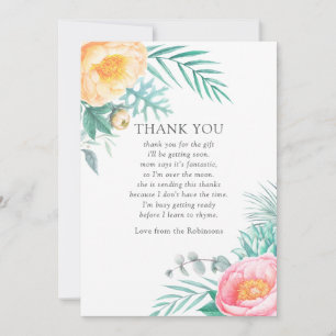 Tropische Minze Florale Babyparty Dankeschön Dankeskarte
