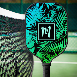 Tropische Monogram Aquamarin Green Ombre Palm Mode Pickleball Schläger