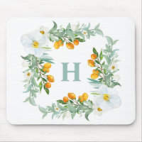 Tropische Monogramm aus weißen Orchideen und Kumqu