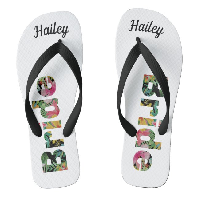 Tropische Monogramm-Braut Flip Flops (Fußbett)
