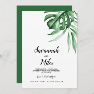 Tropische Monstera-Blatt-Hochzeit Einladung