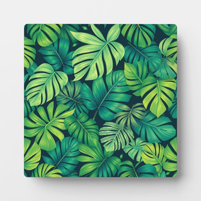 Tropische Monstera-Blätter Dschungelmuster Fotoplatte (Vorderseite)