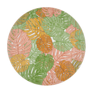 Tropische Monstera-Blätter, farbenfrohe, nahtlose Schneidebrett