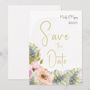 Tropische Monstera Boho Blumen Wasserfarben Kunst Save The Date