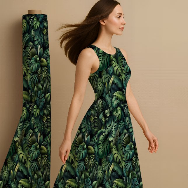 Tropische Monstera Botanisch Grüne Dschungel Bedru Stoff (Fabric)