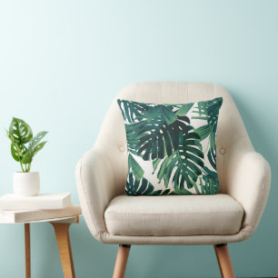 Tropische Monstera-Dschungelblätter 1 Kissen