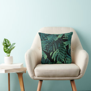 Tropische Monstera-Dschungelnachtblätter 1 Kissen