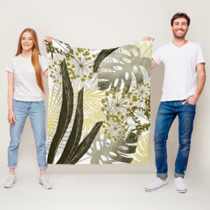 Tropische Monstera-Palmen-Blätter exotisch Fleecedecke