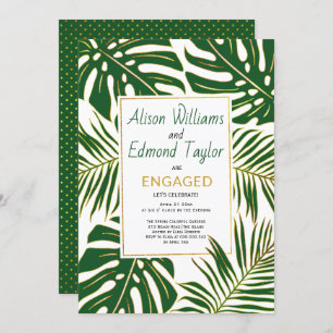 Tropische Monstera-Palmen-Blätter-Verlobungsparty Einladung