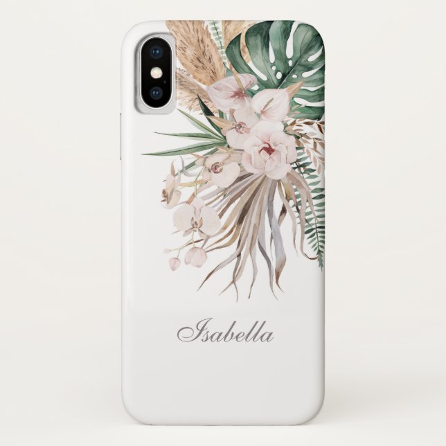 Tropische Monstera und Orchid-Individuelle Name Case-Mate iPhone Hülle (Rückseite)