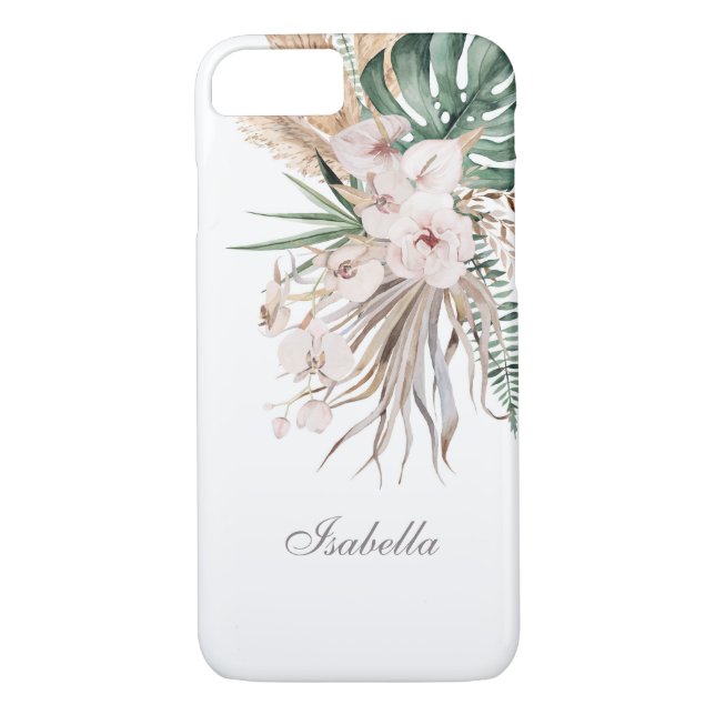 Tropische Monstera und Orchid-Individuelle Name Case-Mate iPhone Hülle (Rückseite)