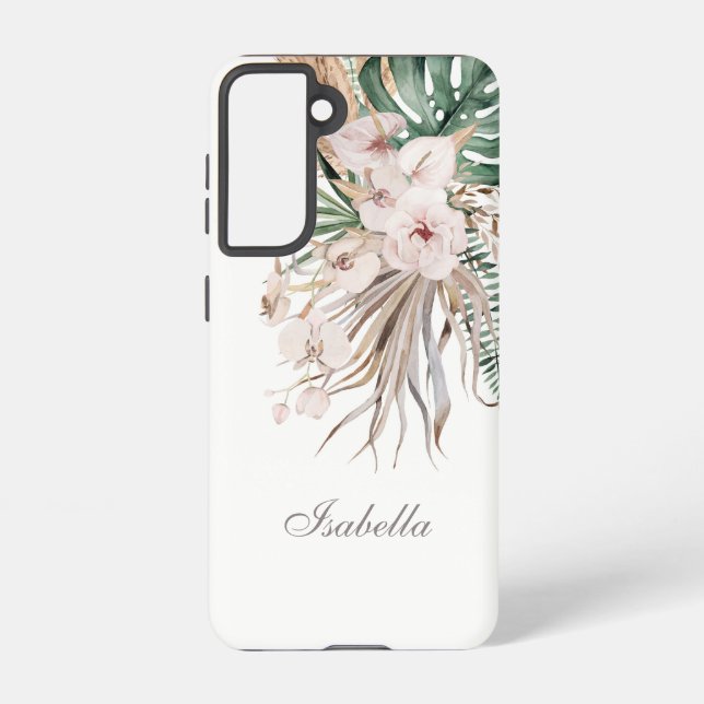 Tropische Monstera und Orchid-Individuelle Name Samsung Galaxy Hülle (Rückseite)