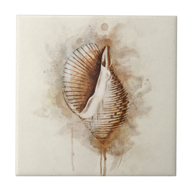 Tropische Muschel am Küstenstrand Fliese (Vorderseite)