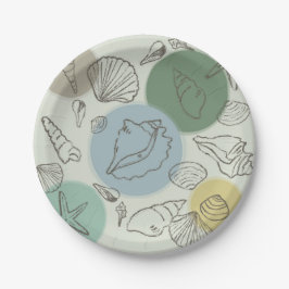 Tropische Muscheln am Strand Pappteller