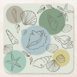 Tropische Muscheln am Strand Rechteckiger Pappuntersetzer