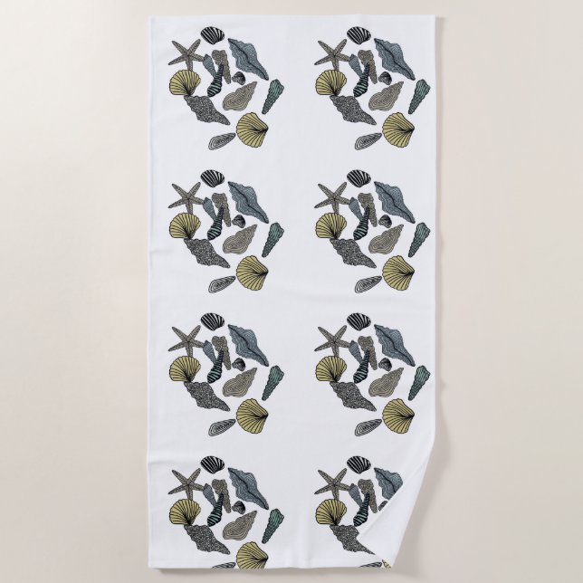 Tropische Muscheln am Strand Strandtuch (Vorderseite)