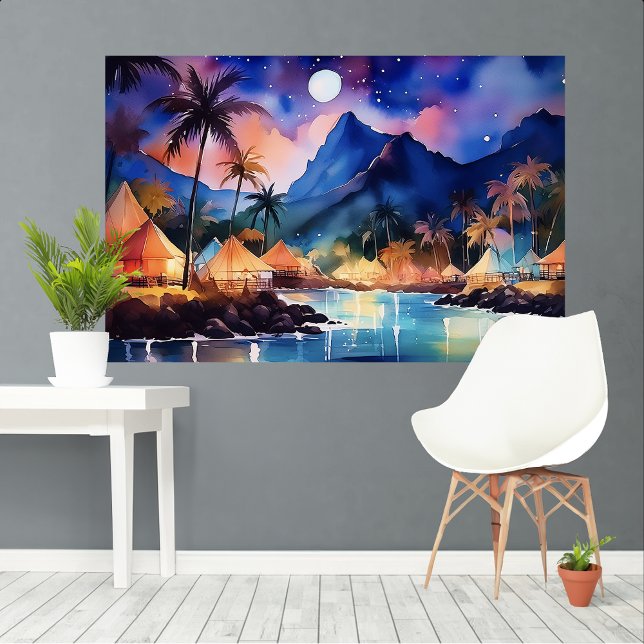 Tropische Nächte 2 Aquarellfarben XL Kunst Leinwanddruck (Von Creator hochgeladen)