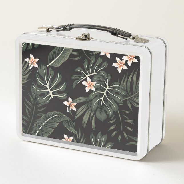 Tropische Nachtflora: Exotisch Vintag. Metall Brotdose (Vorderseite)