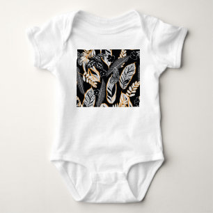 Tropische Nachtfoliage: Dunkles Vintage-Muster Baby Strampler