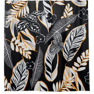 Tropische Nachtfoliage: Dunkles Vintage-Muster Duschvorhang