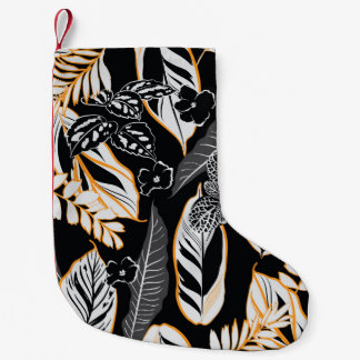 Tropische Nachtfoliage: Dunkles Vintage-Muster Kleiner Weihnachtsstrumpf