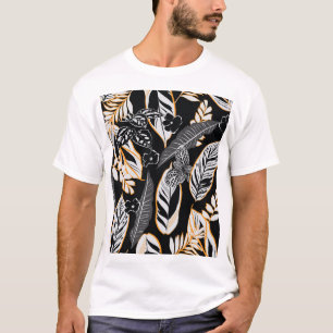 Tropische Nachtfoliage: Dunkles Vintage-Muster T-Shirt