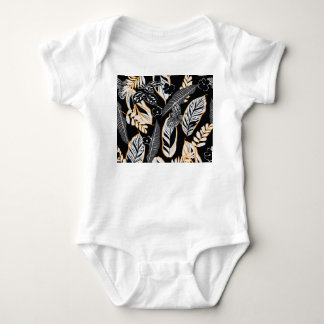 Tropische Nachtfolien: Dunkles Vintages Muster Baby Strampler