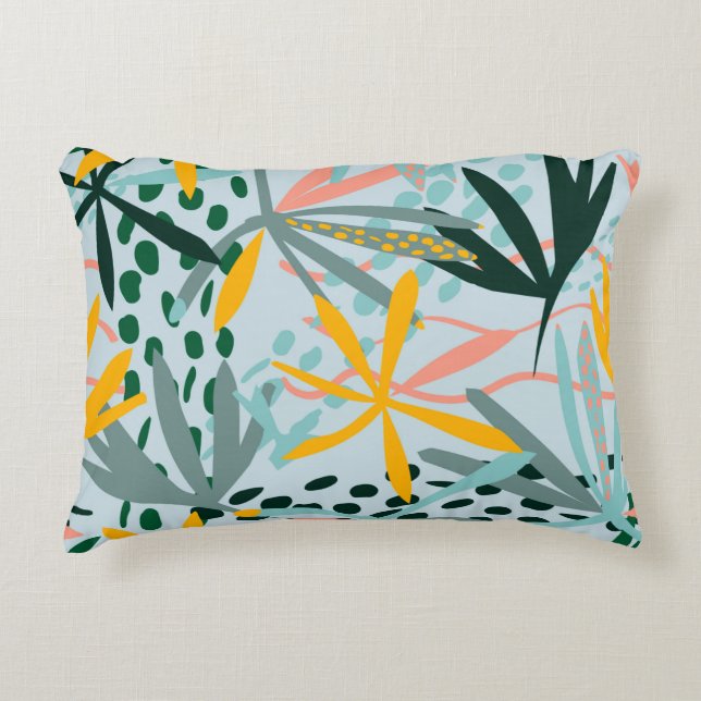 Tropische nahtlose Textur mit Blätter aus Palmen,  Dekokissen (Vorderseite)