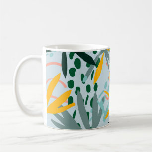 Tropische nahtlose Textur mit Palmblättern, Raster Kaffeetasse