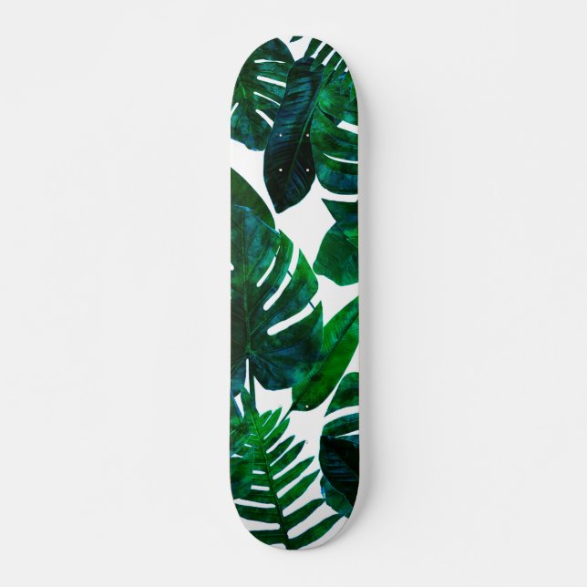 Tropische Natur Monstera Aquarellmalerei, Bota Skateboard (Vorne)