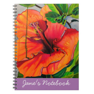 Tropische Neon Hibiskus Blume Notizblock