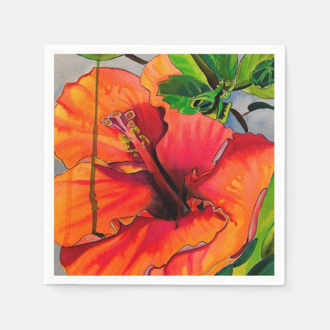 Tropische Neon Hibiskus Blume Serviette (Vorderseite)