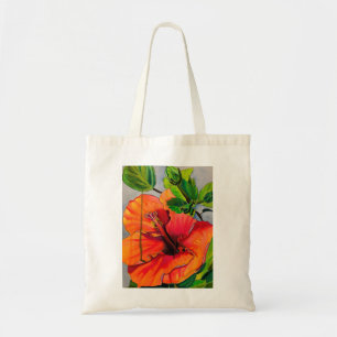 Tropische Neon Hibiskus Blume Tragetasche