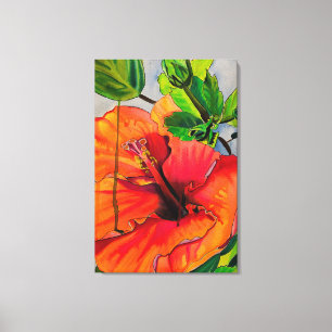 Tropische Neon-Hibiskusblüte Leinwanddruck