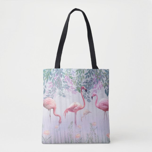 Tropische Niedliche Familie rosa Flamingos (Vorderseite)
