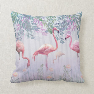 Tropische Niedliche Familie rosa Flamingos Kissen