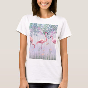Tropische Niedliche Familie rosa Flamingos T-Shirt