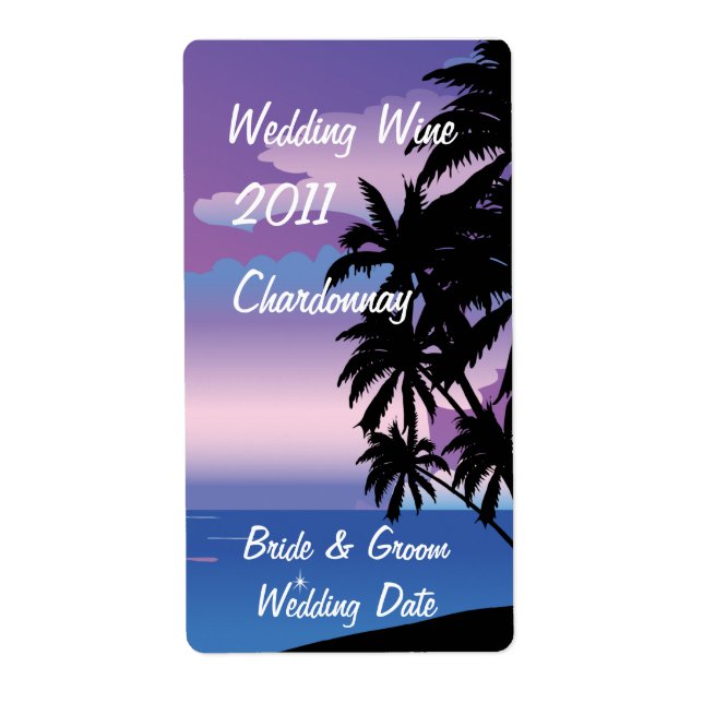 Tropische Night Wedding Wine Label (Vorne)