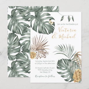 Tropische Oase Moderne Palmblattdrähte Einladung