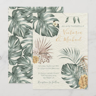 Tropische Oase Moderne Palmblattdrähte Einladung