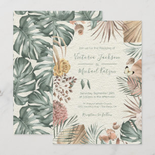 Tropische Oase Moderne Palmblattdrähte Einladung