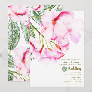 Tropische Oase Rosa Grünhawaiianische Blumenhochze Einladung