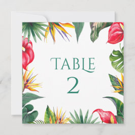 Tropische Oasen Blume Hochzeit-Tischnummer Dankeskarte