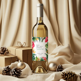 Tropische Oasen-Blume Hochzeit Weinetikett