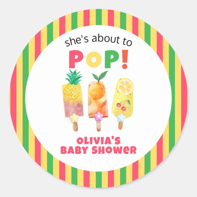 Tropische Obstcreme zum Pop Kinderdusche bereit Runder Aufkleber (Vorderseite)