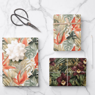 Tropische Orange Anthurium Orchid Floral Wedding Geschenkpapier Set