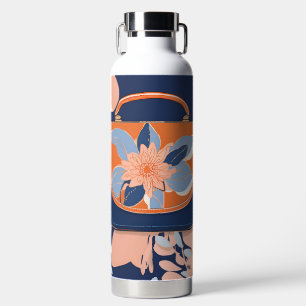 Tropische Orange Blaue KI-Kunst Trinkflasche