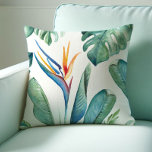 Tropische Orangefarbene Blume Botanicals und Grünp Kissen<br><div class="desc">Auf meinen Kissen findet man eine Nachbildung meines originalen handbemalten tropischen Wassernortes und der Blumen in den Grüntönen und Blues sowie einen Pop Orange im Paradies-Blume. Eine botanische aber Bio Wahl für Sommer,  Urlaub und Strand Zuhause. Weitere Blätter von Victoria Grigaliunas aus Palmen finden Sie unter www.zazzle.com/dotellabelle</div>