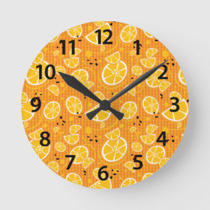 Tropische Orangenscheiben Wedges Zitrusfrüchte Runde Wanduhr