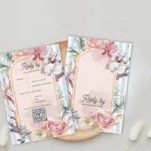 Tropische Orchidee QR-Code Ziel Hochzeit RSVP
